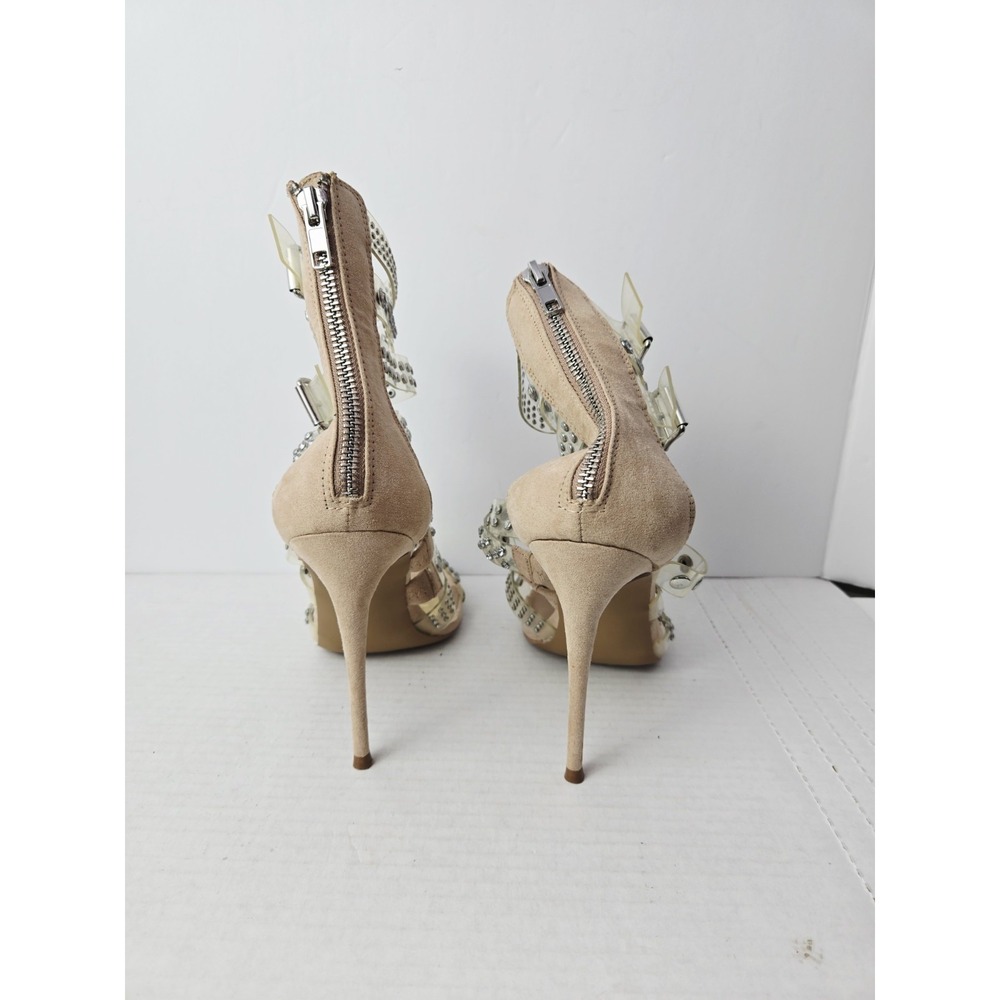 Steve Madden Moto Multi Strap Studded Heels Clear Size 9M - Picture 3 of 4